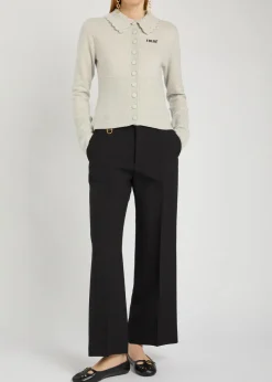 Logo intarsia wool cardigan
