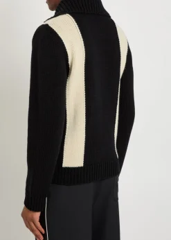 Logo-intarsia wool cardigan