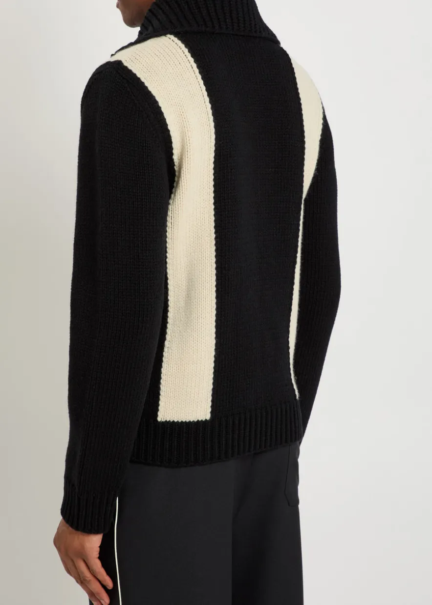 Logo-intarsia wool cardigan