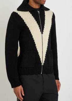 Logo-intarsia wool cardigan
