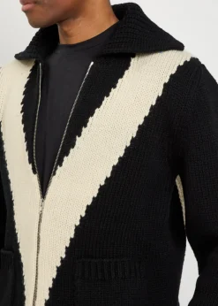 Logo-intarsia wool cardigan