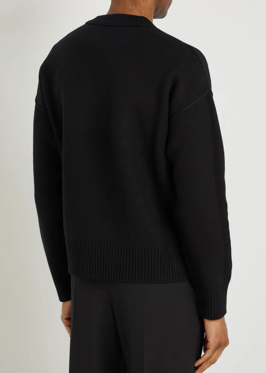Logo-intarsia wool jumper