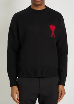 Logo-intarsia wool jumper
