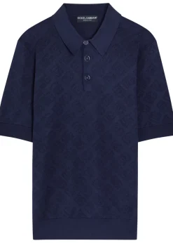 Logo-jacquard silk polo shirt