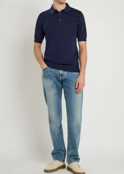 Logo-jacquard silk polo shirt