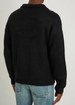 Logo knitted alpaca-blend henley jumper
