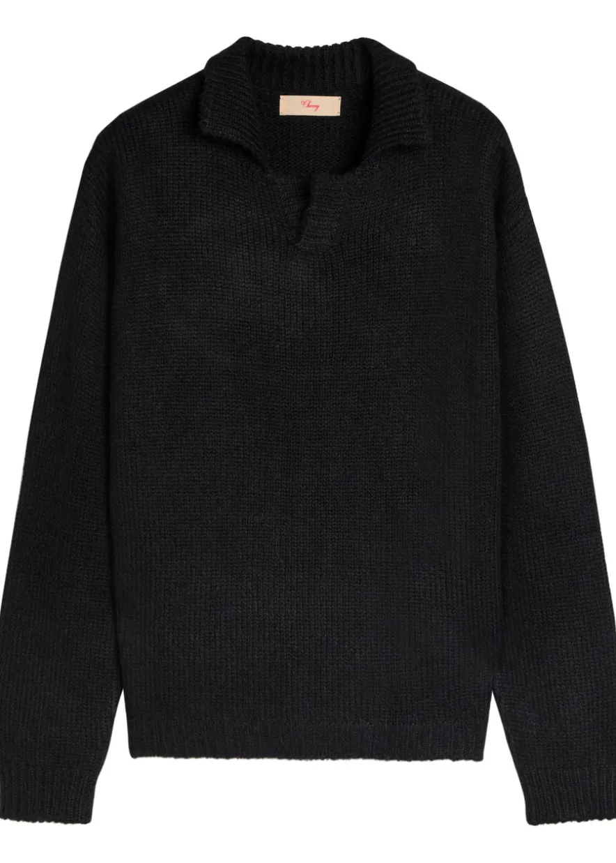 Logo knitted alpaca-blend henley jumper