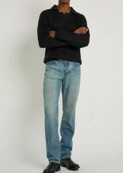 Logo knitted alpaca-blend henley jumper