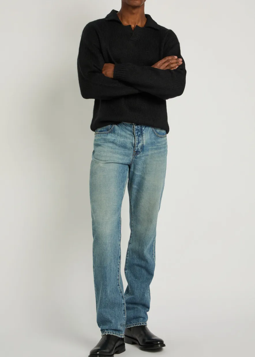 Logo knitted alpaca-blend henley jumper