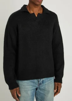 Logo knitted alpaca-blend henley jumper
