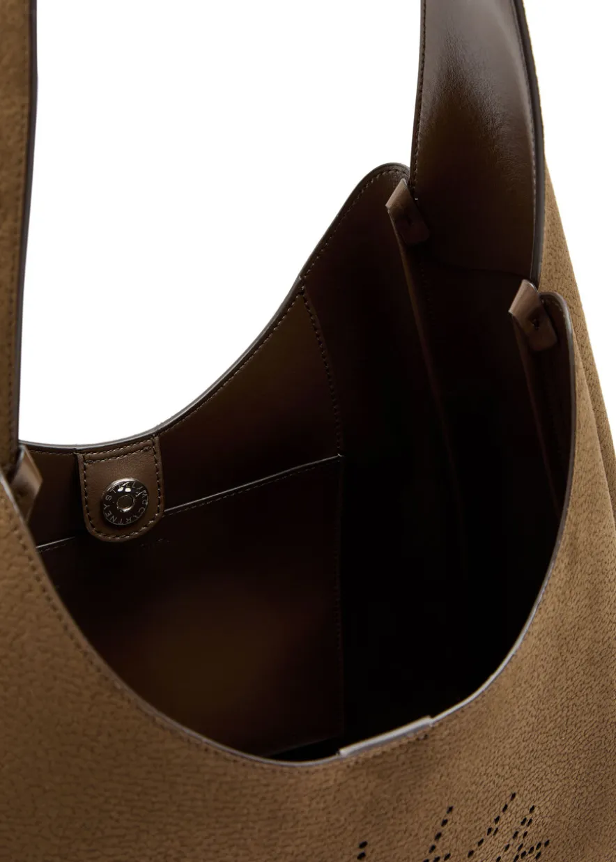 Logo large faux suede shoulder bag
