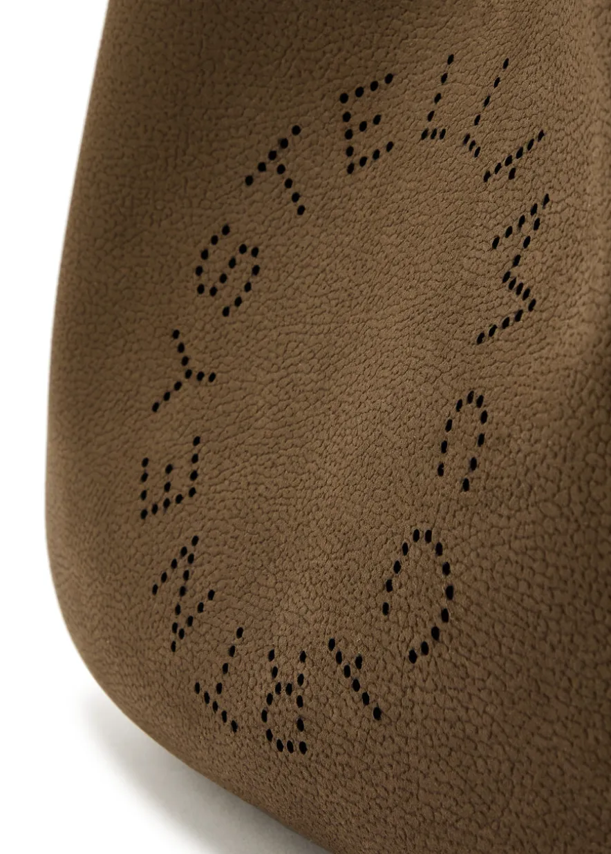 Logo large faux suede shoulder bag