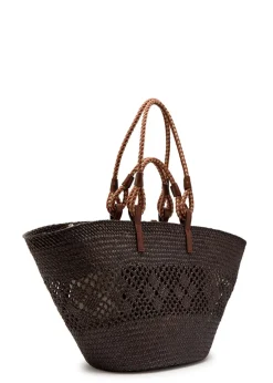 Logo large raffia tote bag