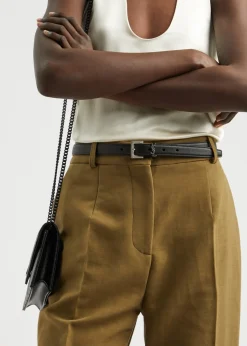 Logo leather belt