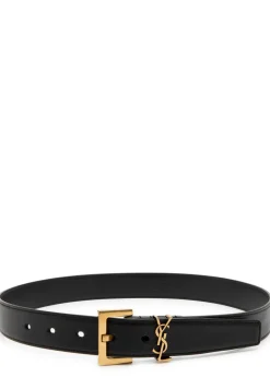 Logo leather belt