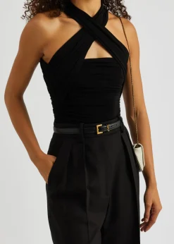 Logo leather belt