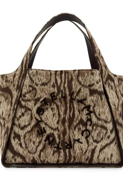 Logo leopard-jacquard canvas tote bag