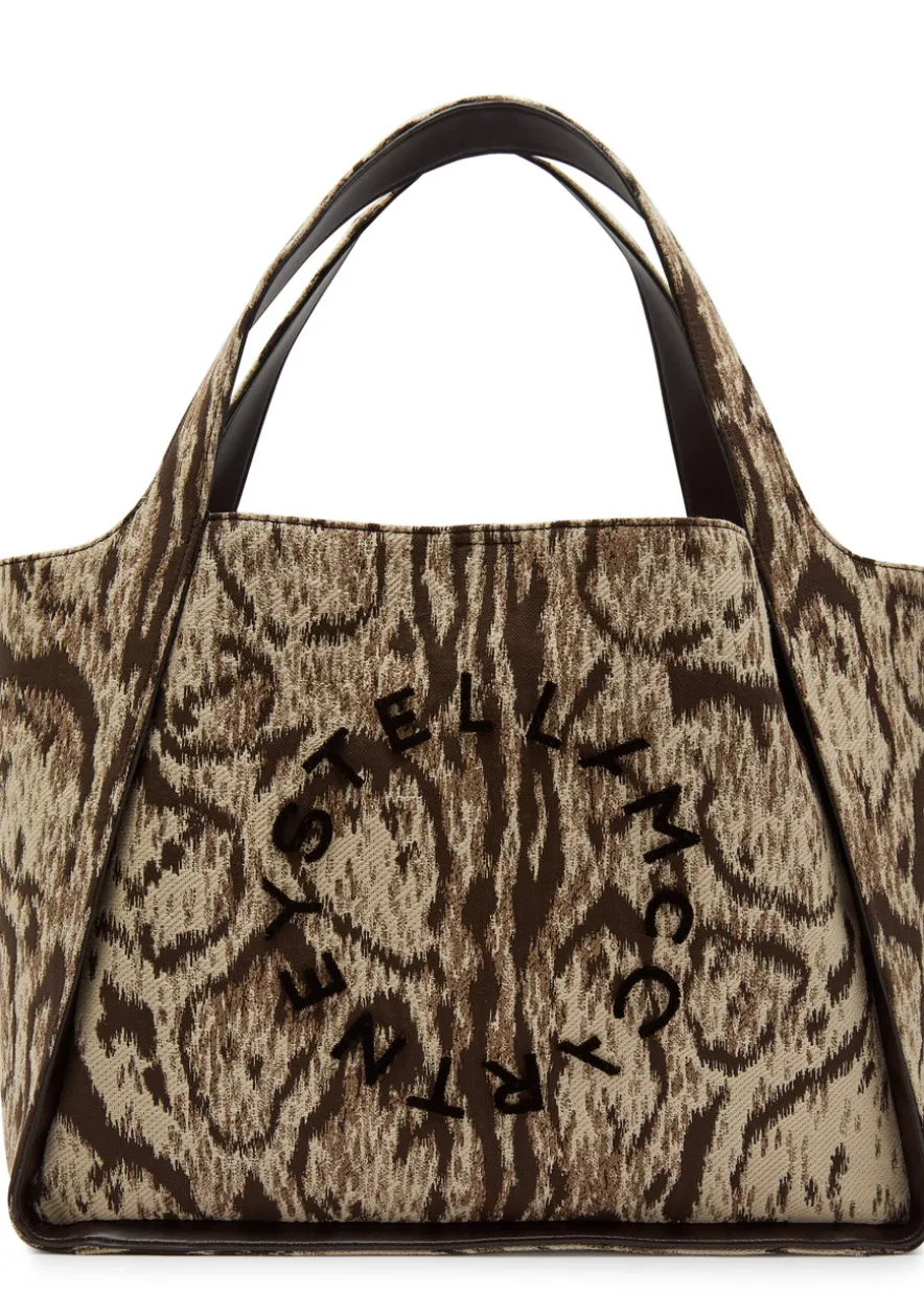 Logo leopard-jacquard canvas tote bag