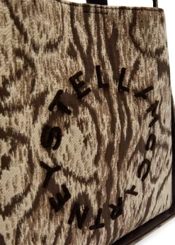 Logo leopard-jacquard canvas tote bag