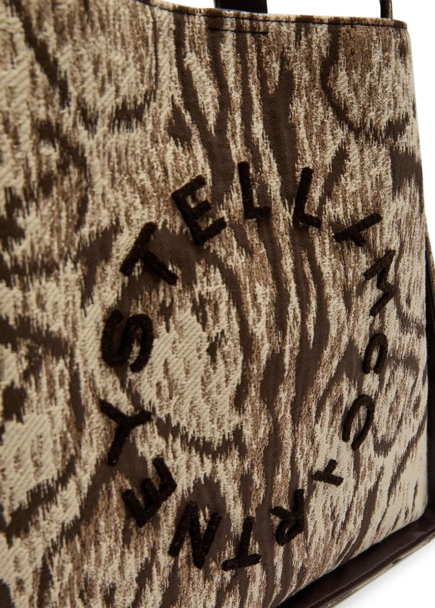 Logo leopard-jacquard canvas tote bag