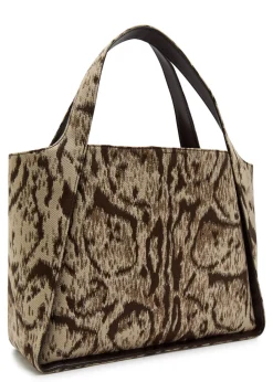 Logo leopard-jacquard canvas tote bag