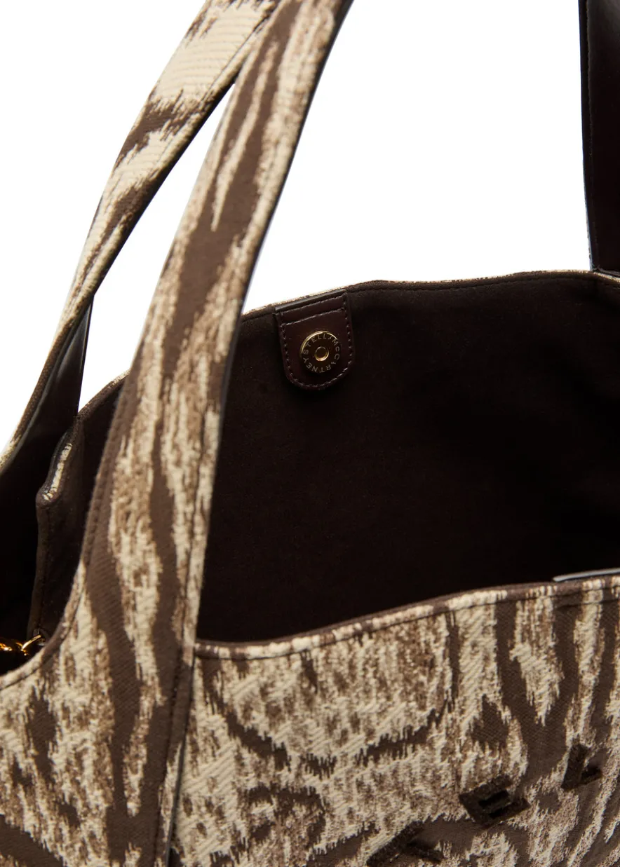 Logo leopard-jacquard canvas tote bag