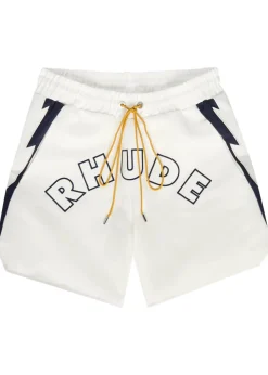 Logo lightning-embroidered satin shorts