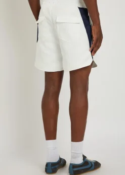 Logo lightning-embroidered satin shorts