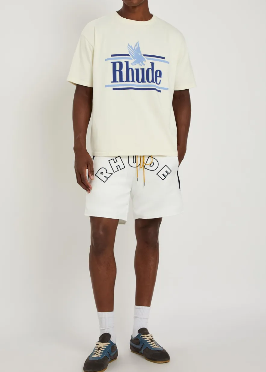 Logo lightning-embroidered satin shorts