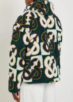 Logo-monogrammed hooded fleece jacket