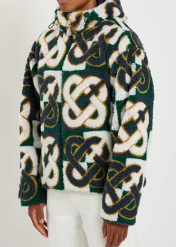 Logo-monogrammed hooded fleece jacket