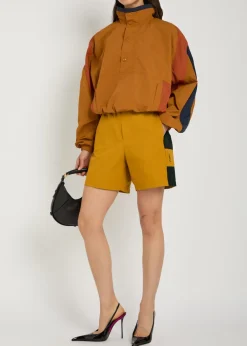 Logo panelled cotton shorts