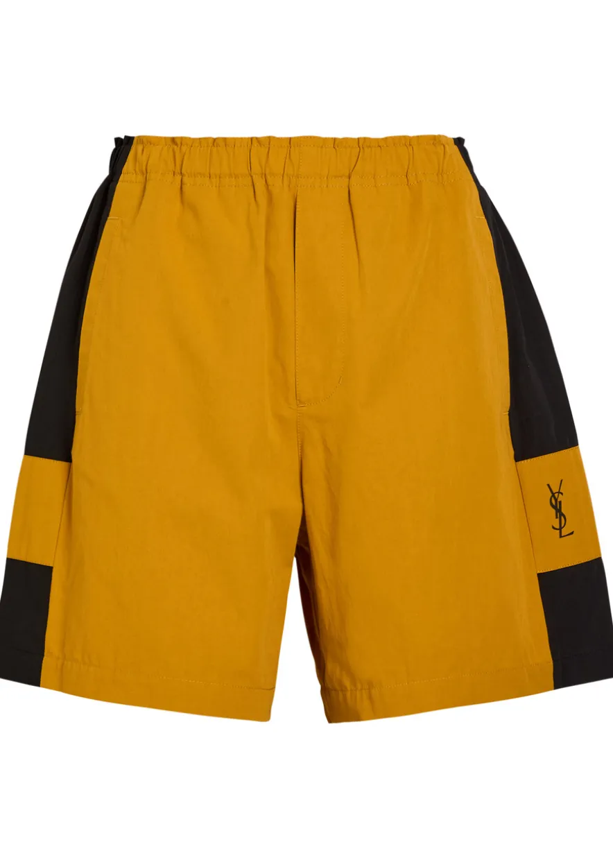 Logo panelled cotton shorts