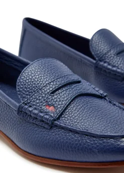 Logo pebbled leather loafers