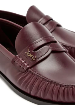 Logo-plaque leather loafers