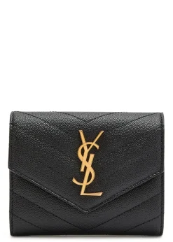 Logo-plaque quilted envelope wallet