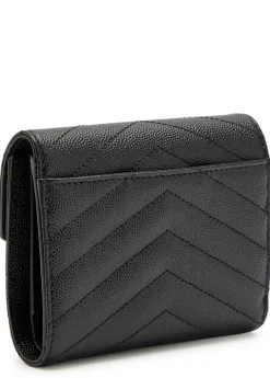Logo-plaque quilted envelope wallet