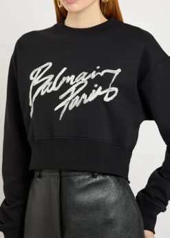 Logo-print cotton cropped sweatshirt
