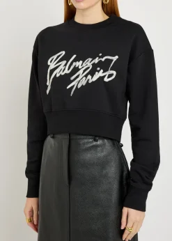Logo-print cotton cropped sweatshirt