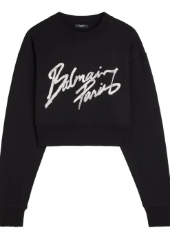 Logo-print cotton cropped sweatshirt