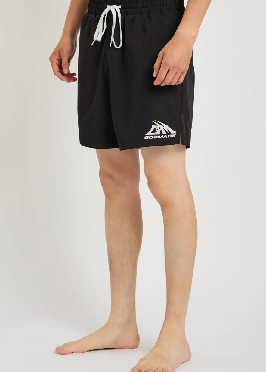 Logo-print cotton swim shorts