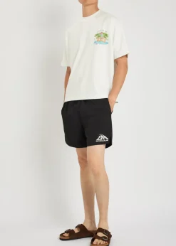 Logo-print cotton swim shorts