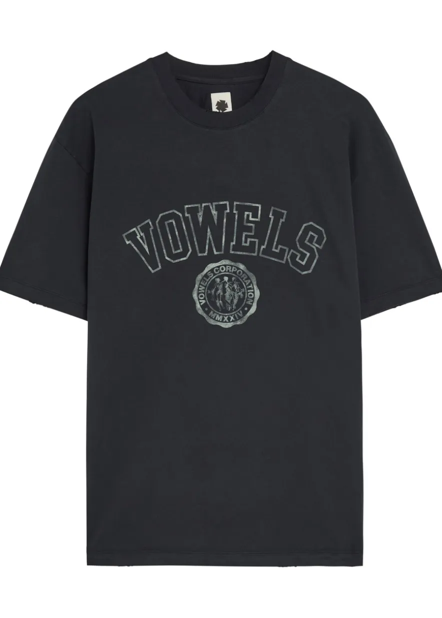 Logo-print distressed cotton T-shirt