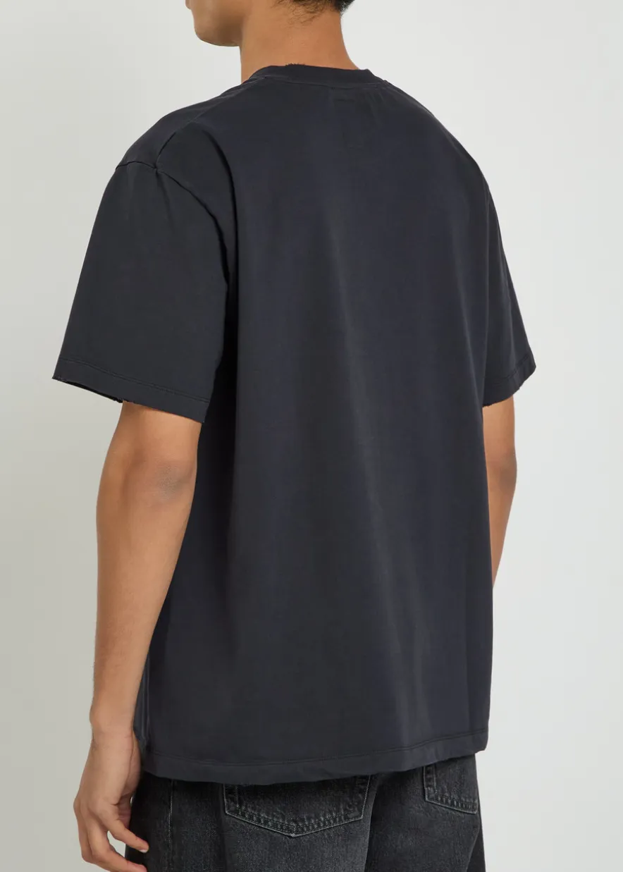 Logo-print distressed cotton T-shirt