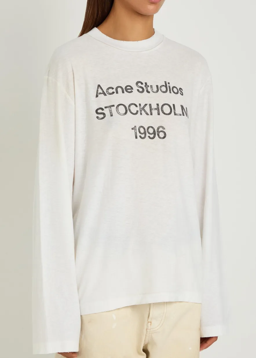 Logo-print long-sleeve cotton-blend T-shirt