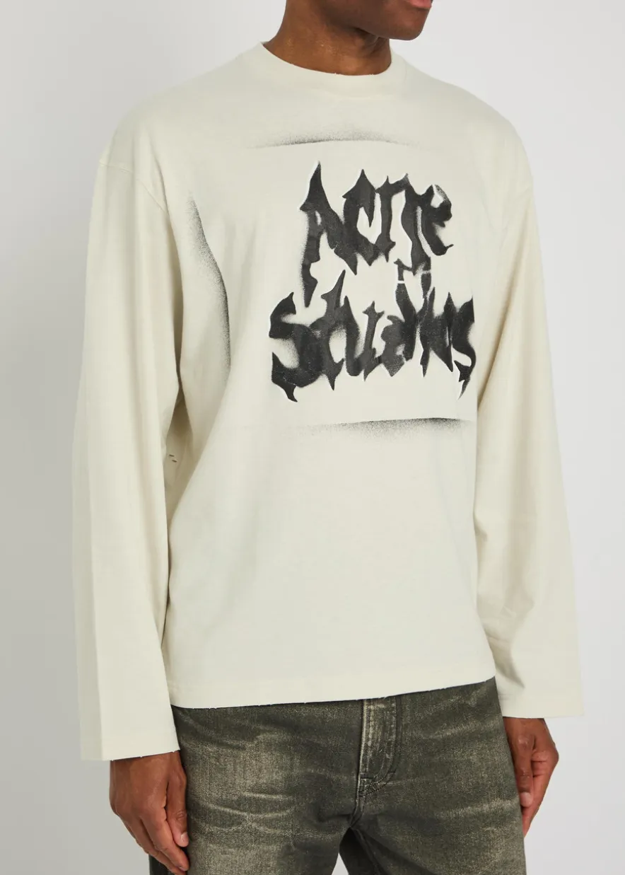 Logo-print long-sleeve cotton-blend T-shirt