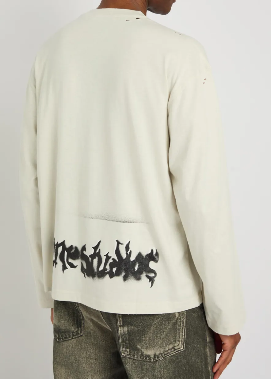 Logo-print long-sleeve cotton-blend T-shirt