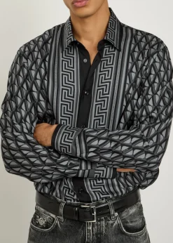 Logo-print silk shirt