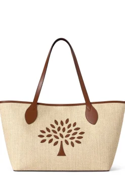 Logo raffia small tote bag