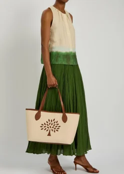 Logo raffia small tote bag